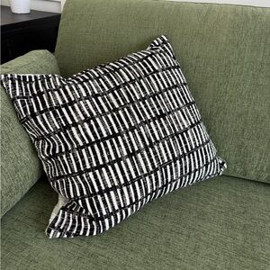 CB2 Black and White Pillow Cover + Down Alternative Pillow Insert 18x18
